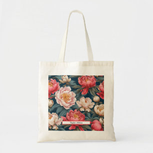 Orientale Anpassung von Rosa und Weiß Peonies Tragetasche