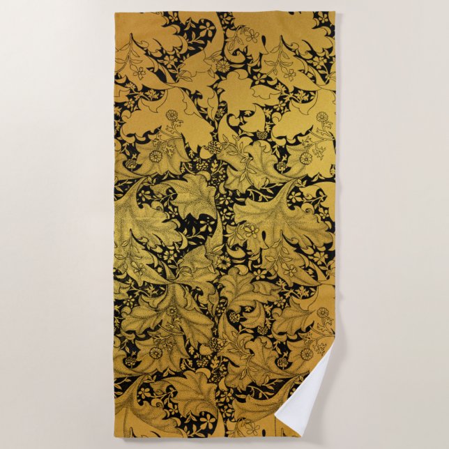 Orientale Blume Golden Floral Strandtuch (Vorderseite)