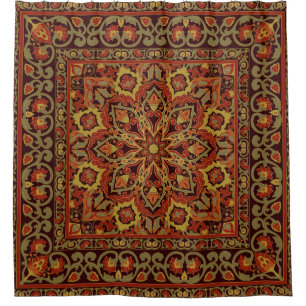 Orientale Blumendekoration mit Rahmen. Muster mit  Duschvorhang