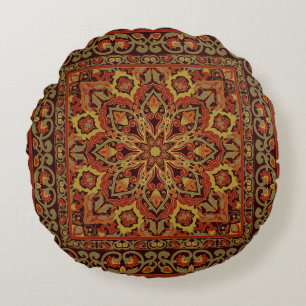 Orientale Blumendekoration mit Rahmen. Muster mit Rundes Kissen