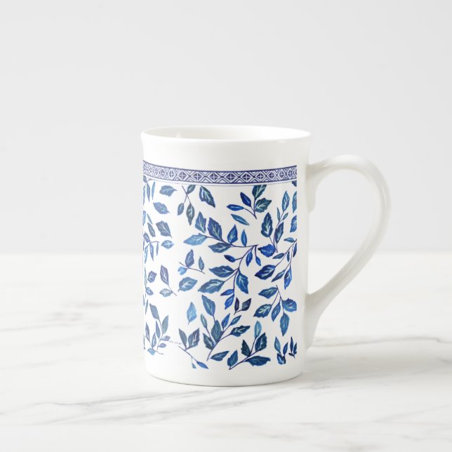 Orientale China Sky Blue Leaf Weiße Tasse (Rechts)