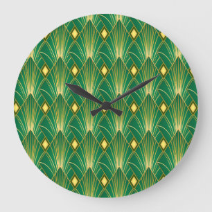 Orientale Eleganz: Art Deco Wallpaper Große Wanduhr