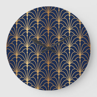 Orientale Eleganz: Goldenes Lüftermuster Große Wanduhr