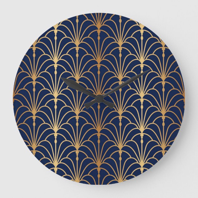 Orientale Eleganz: Goldenes Lüftermuster Große Wanduhr (Vorderseite)