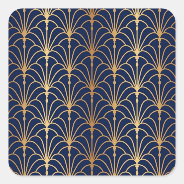 Orientale Eleganz: Goldenes Lüftermuster Quadratischer Aufkleber (Vorderseite)