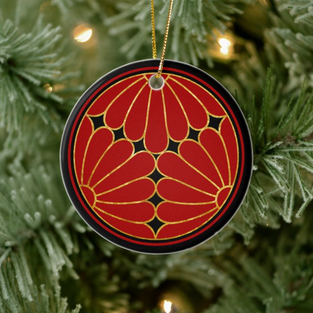 Orientale Imitate Gold Kiku Chrysanthema Keramik Ornament (Baum)