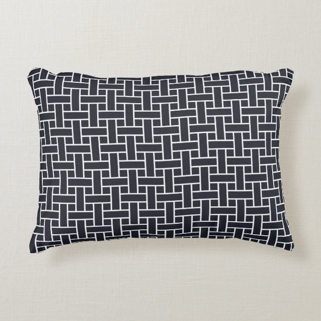 Orientale Navy Blau Weiß Japan Weaver Muster Dekokissen (Vorderseite)