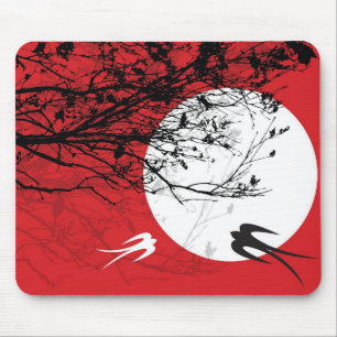 Orientale-Schwalben im Mondschein Mousepad
