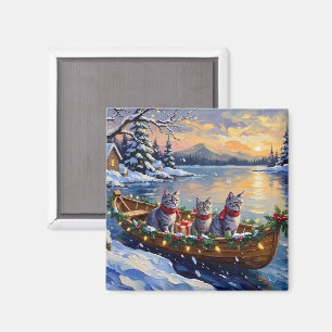 Orientaler Blaukatzen-Weihnachtsboot-Urlaub Magnet