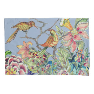 Orientaler Blumengarten mit Vögeln Chinoiserie Bl Kissenbezug