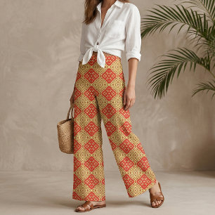 Orientaler Rotgold Geometrisches Mosaikfliesenmust Stoff