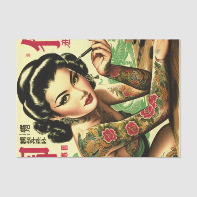 Orientales Retro-Button Seidenpapier (Vorderseite)