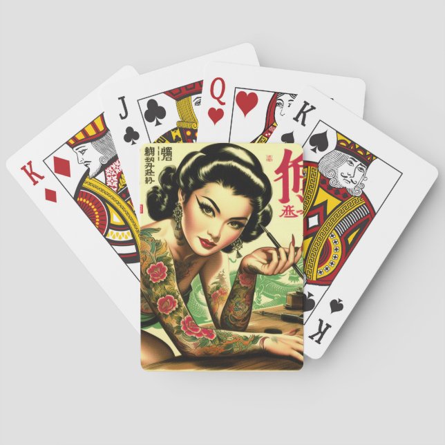 Orientales Retro-Button Spielkarten (Rückseite)