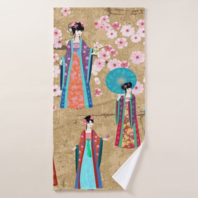Orientalin in Retro costumejapanese, chinesisch, a Badehandtuch (Badehandtuch)