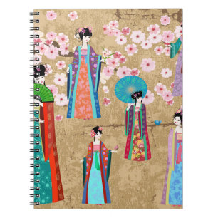 Orientalin in Retro costumejapanese, chinesisch, a Notizblock