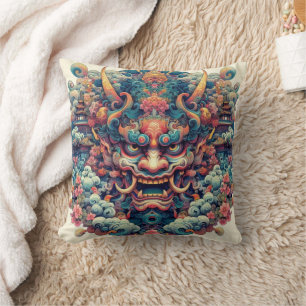 Orientalisch abstrakt Oni-Dämon-Tattoo Kissen