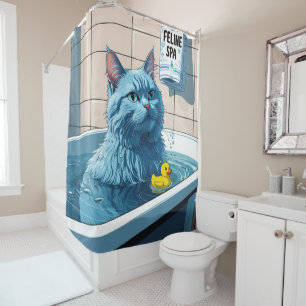 Orientalisch Blau Katze Schlapp Schläfrig Niedlich Duschvorhang