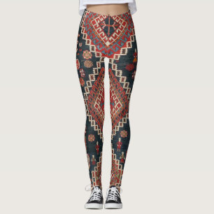 Orientalisch Blau Türkisch Persisch Karbistan Tepp Leggings
