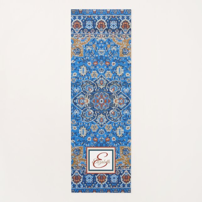 Orientalisch Blau Türkischer Persischer Teppichsch Yogamatte (Vorderseite)