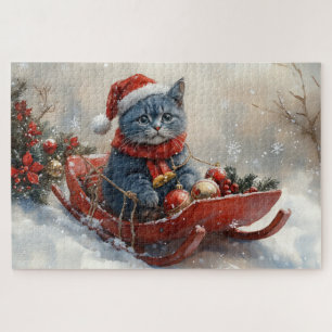 Orientalisch Blaue Katze im Schlitten Lass es schn