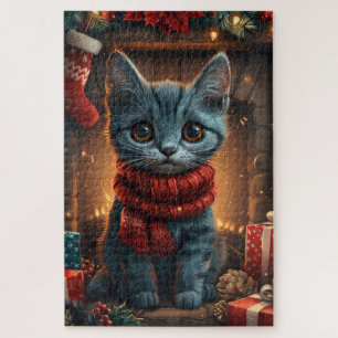 Orientalisch Blaue Katze mit Weihnachtsgeschenk-Ka