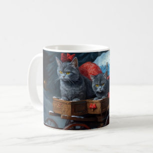 Orientalisch Blaue Katze Schnee-Schlitten Weihnach Kaffeetasse