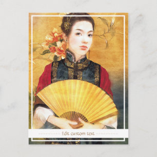 Orientalisch-Chinesische Dame mit schönem Portrait Postkarte