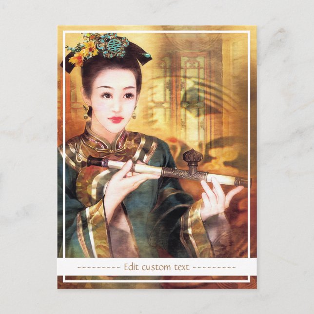 Orientalisch-Chinesische Dame mit schönem Portrait Postkarte (Vorderseite)