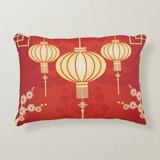 Orientalisch-Chinesische LaternIllustration Zierkissen (Vorderseite)