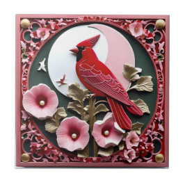 Orientalisch geschnitztes Panel: Kardinal und Holl Fliese