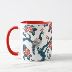 Orientalisch Inspiriert Blumen- und Pfau-Bird-Tass Tasse
