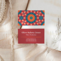 Orientalisch inspirierte rote orange Teal Visitenk