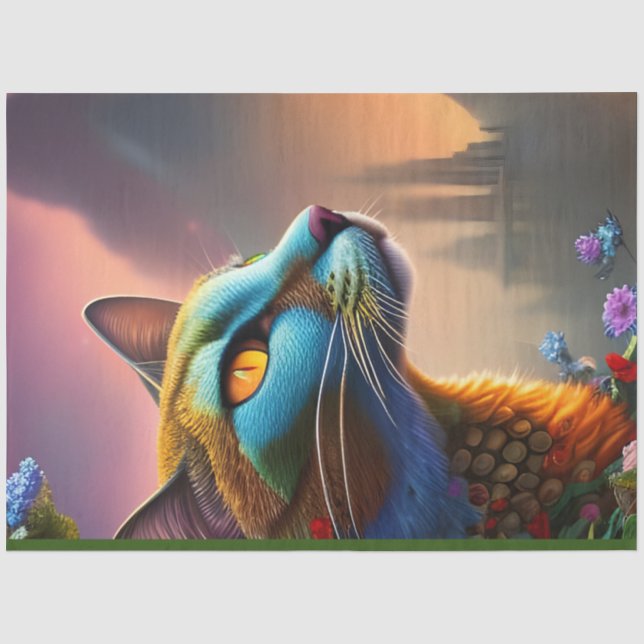 Orientalisch-Kalico-Wildkatze, Fantasie Seidenpapier (Vorderseite)