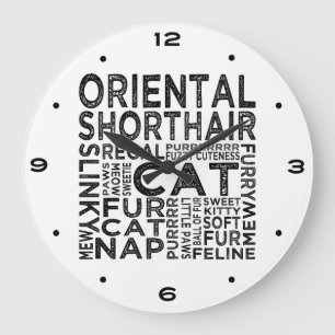 Orientalisch Kurzhaarkattypografie Große Wanduhr
