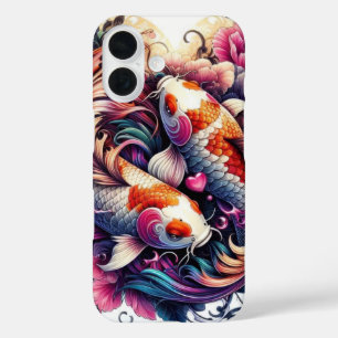 Orientalisch lebendig abstrakter Koi fischen Welle iPhone 16 Hülle