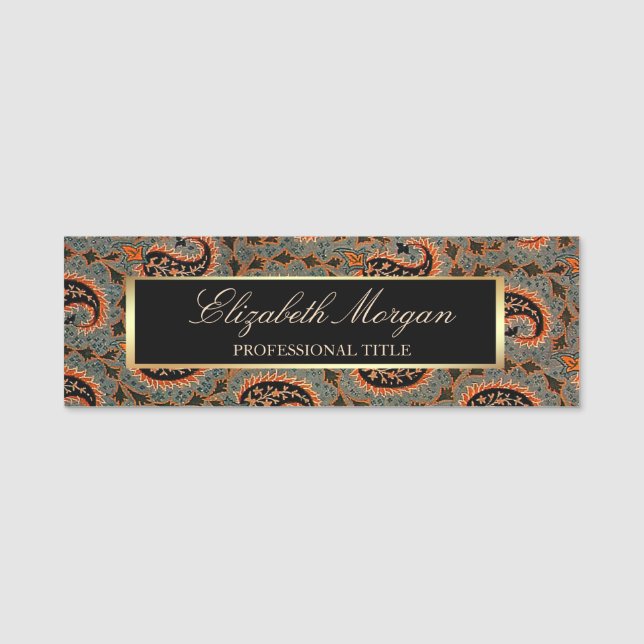 Orientalisch , Paisley-Muster, Rahmen Namensschild (Vorderseite)