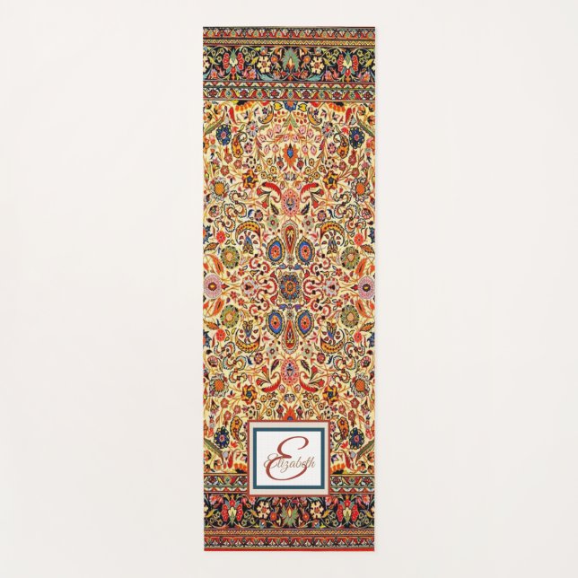 Orientalisch-Perserteppich-Monogramm - Personalisi Yogamatte (Vorderseite)