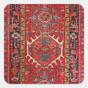 Orientalisch Persisch , Türkisches Muster, Rot Quadratischer Aufkleber