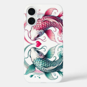 Orientalisch rosa und aquamarine Liebe iPhone 16 Hülle