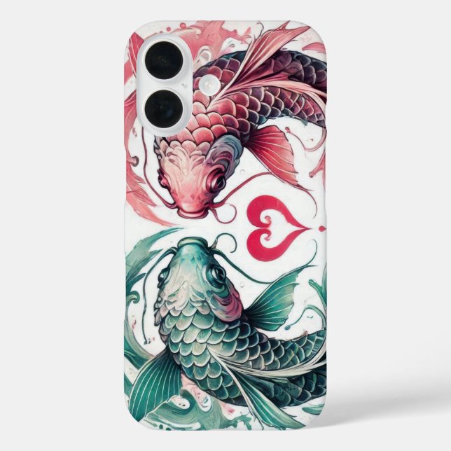 Orientalisch rosa und aquamarine Liebe iPhone 16 Hülle (Rückseite)
