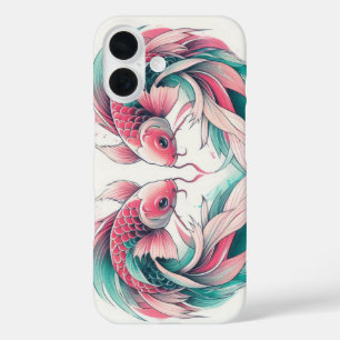 Orientalisch rosa und aquamarine Liebe iPhone 16 Hülle