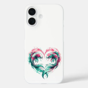 Orientalisch rosa und aquamarine Liebe iPhone 16 Hülle