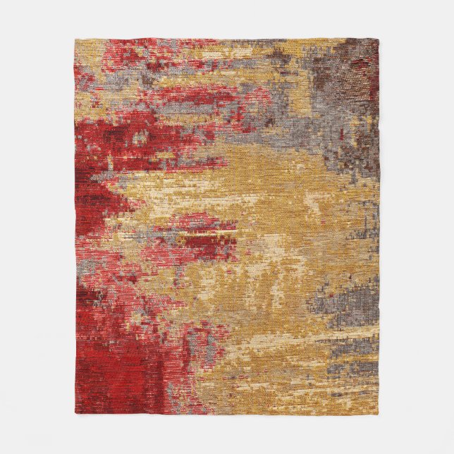 Orientalisch rot-goldener Teppichboden. Fleecedecke (Vorderseite)