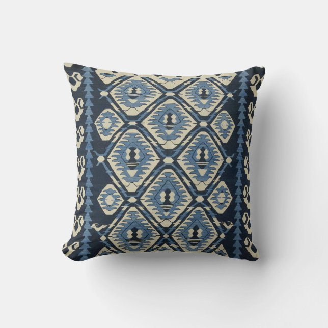 Orientalisch Türkischer Persischer Teppich Blau Kissen (Vorderseite)