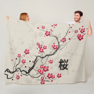 Orientalische Art-Kirschblüte-Kirschblüten-Kunst Fleecedecke