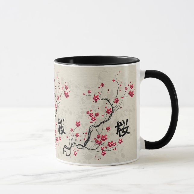 Orientalische Art-Kirschblüte-Kirschblüten-Kunst Tasse (Rechts)