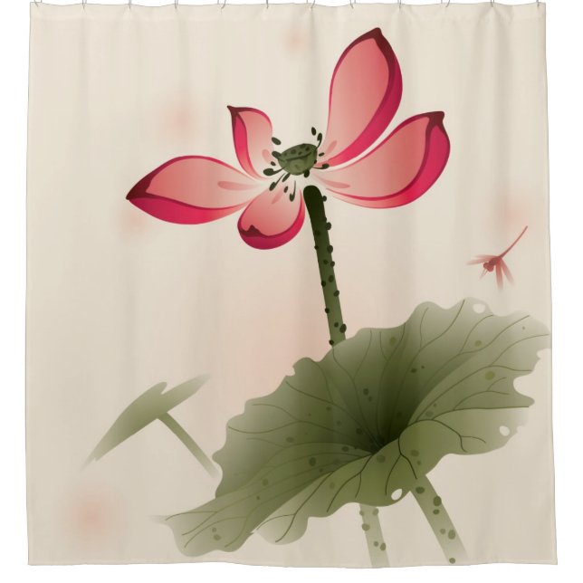 Orientalische Art Lotus Duschvorhang (Vorderseite)