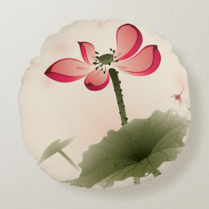 Orientalische Art Lotus Rundes Kissen