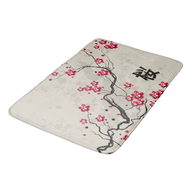 Orientalische Art Sakura Cherry Blossom Art Badematte (Schrägansicht)