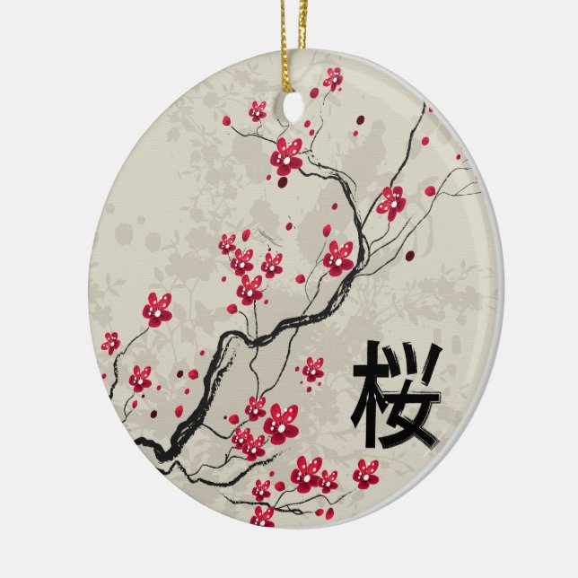 Orientalische Art Sakura Cherry Blossom Art Keramikornament (Links)